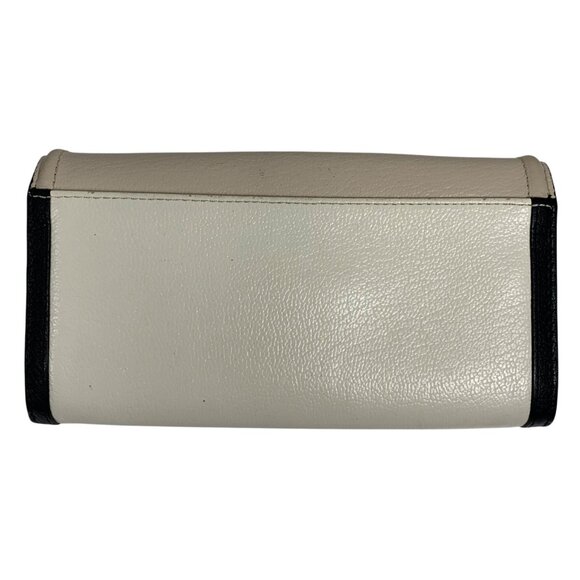 KATE SPADE Turnlock Wallet Clutch Black Off-White Tan Colorblock Leather - Picture 4 of 12